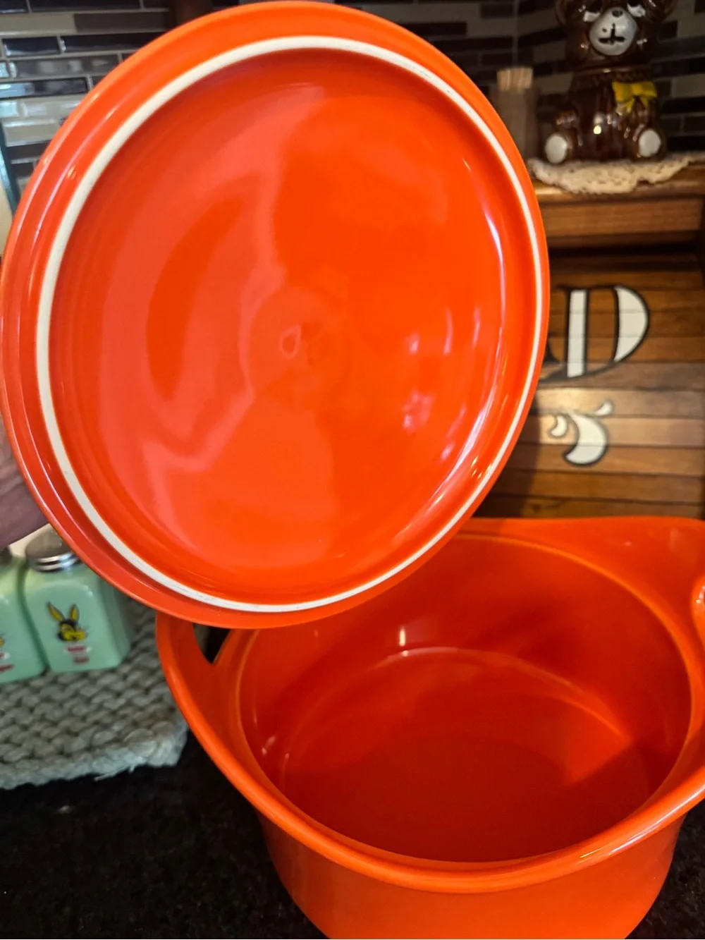 Rachael Ray Vibrant Orange Ceramic Covered Casserole with Integrated Handle